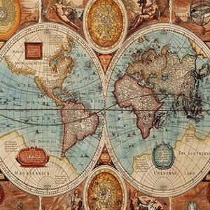 Old World Map Geography Theme Historic Grunge Illustration Shower Curtain New